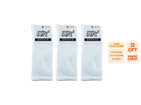 Esinti 23-4 Erkek Spor Tenis Çorap 12'li