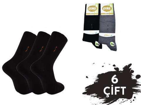 Pola 1253 Dört Mevsim Likralı Erkek Bambu Çorap 6'lı