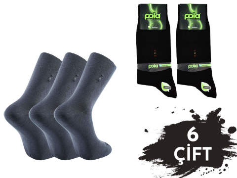 Pola 1251 Dört Mevsim Likralı Erkek Bambu Çorap 6'lı