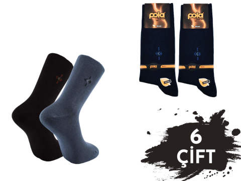Pola 1242 Dört Mevsim Likralı Erkek Modal Çorap 6'lı