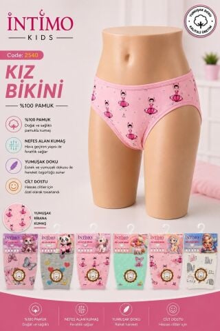 İntimo 2540 Desenli Kız Çocuk Bikini 6'lı