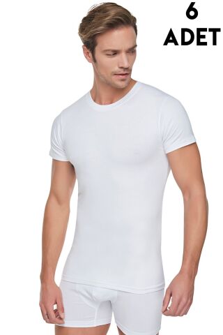 Tutku 0105 Erkek Beyaz Penye Sıfır Yaka Fanila 6'lı