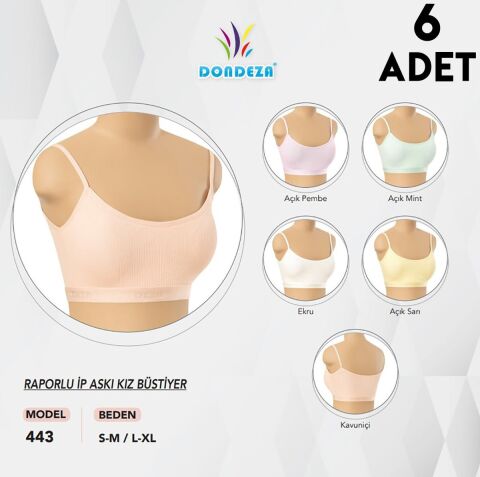 Dondeza 443 Raporlu İnce Askı Kız Çocuk Bustiyer 6'lı
