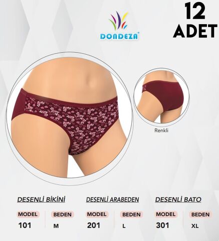 Dondeza 301 Desenli Bayan Bato 12'li