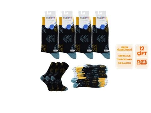 Bolero 2-3 Likralı Erkek Penye Çorap 12'li