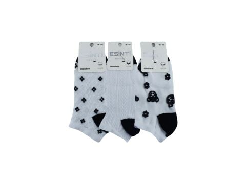 Esinti 30-3 Naturel Pamuk Dikişsiz Bayan Patik 12'li