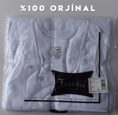 Tutku 0166 Kız Çocuk Geniş Askılı İşlemeli Atlet 6'lı