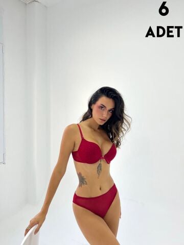 Cansoy 640 Taş Baskılı Takım Balenli Destekli Sütyen Takım 6'lı