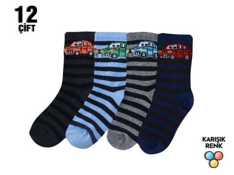 XGRİ POLO Yıkamalı Penye Erkek Çocuk Patik 12'li