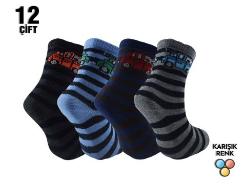 XGRİ POLO Yıkamalı Penye Erkek Çocuk Patik 12'li