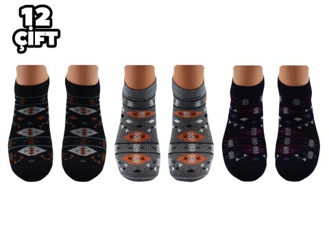 H&Mç 002-8 Likralı Bayan Penye Patik Çorap 12'li