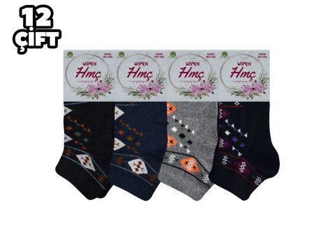 H&Mç 002-8 Likralı Bayan Penye Patik Çorap 12'li
