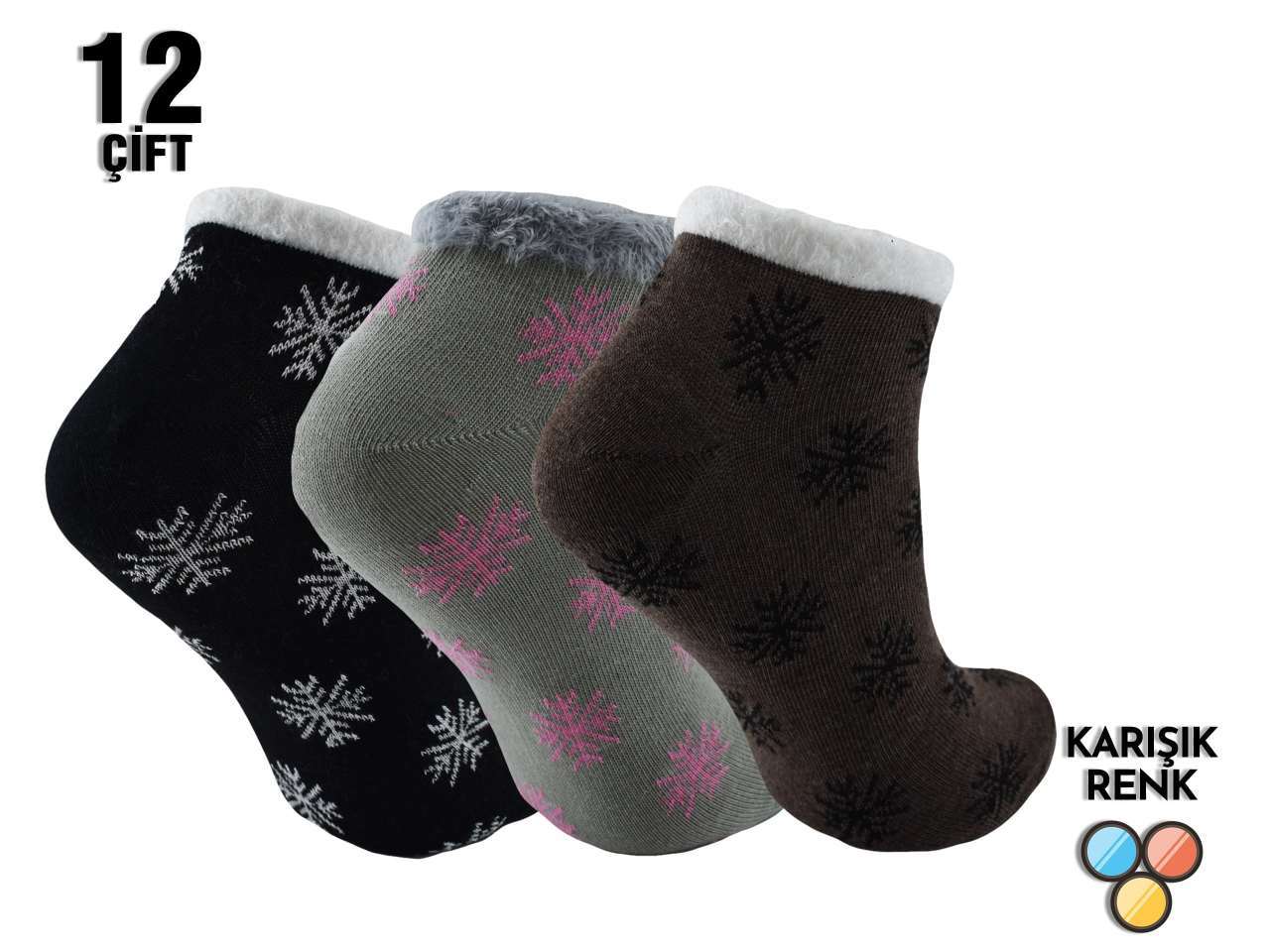 XGRİ POLO Yumoş Kaz Tüyü Yıkamalı Bayan Patik 12'li