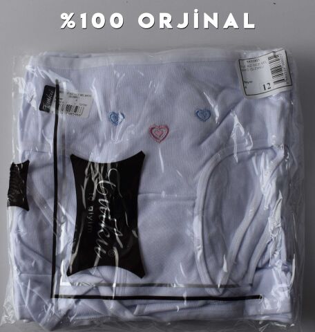 Tutku 0821 Kız Çocuk İşlemeli Slip Külot 12'li