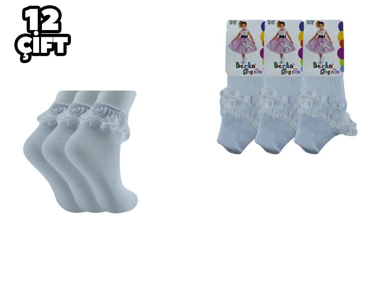 Berka Dantelli Çocuk Çorap 12'li