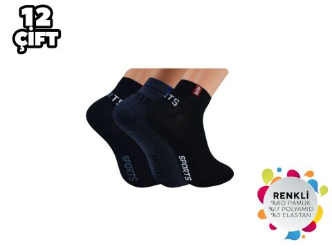 İbrahim Berk 11-38 Erkek Likralı Patik Çorap 12'li