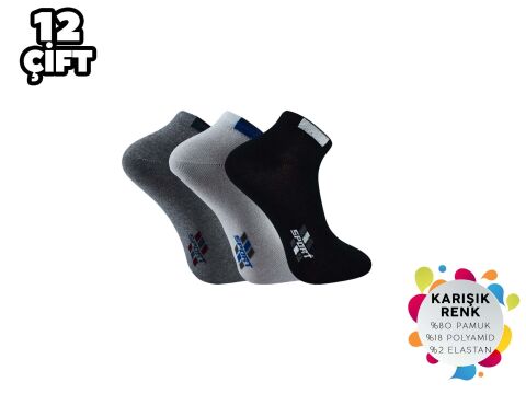 İbrahim Berk 11-44 Erkek Likralı Patik Çorap 12'li