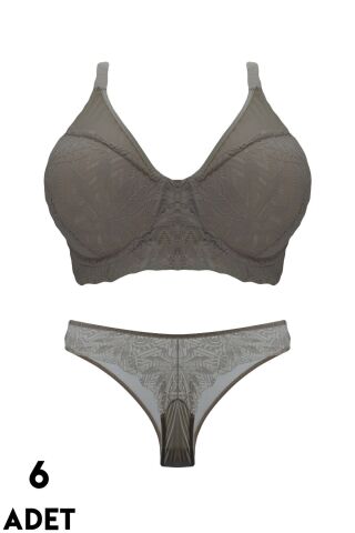 Cansoy 678 C Cup (85-90-95-100) Balenli Desteksiz Dantelli Sütyen Takım 6'lı