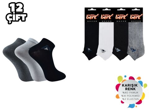İbrahim Berk 11-37 Erkek Likralı Patik Çorap 12'li