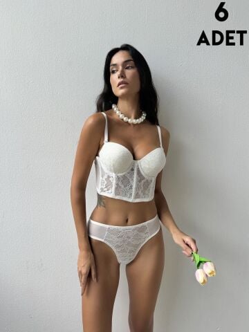 Cansoy 685 B Cup (75-80-85-90) Simli Lez Balenli Destekli Bustiyer Takım 6'lı