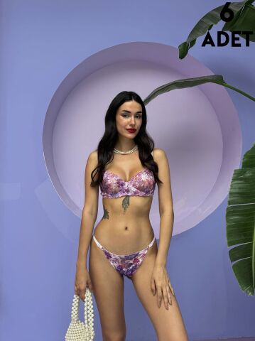 Cansoy 690 B Cup (75-80-85-90) Tül Dantel Balenli Desteksiz Sütyen Takım 6'lı