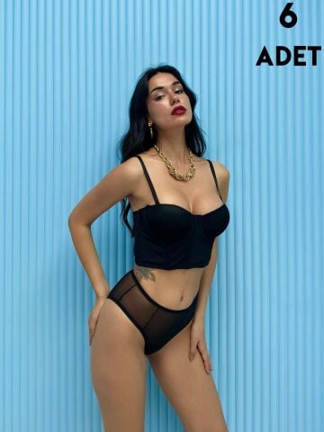 Cansoy 687 B Cup (75-80-85-90) Baskılı Simli Balenli Destekli Bustiyer Sütyen Takım 6'lı