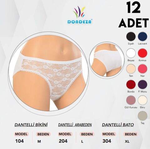 Dondeza 304. Önü Dantelli Bayan Bato 12'li