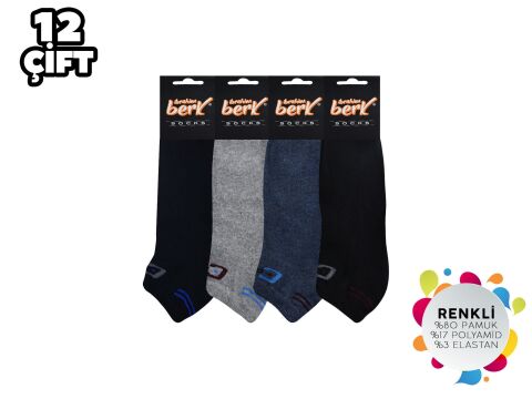 İbrahim Berk 11-47 Erkek Likralı Patik Çorap 12'li