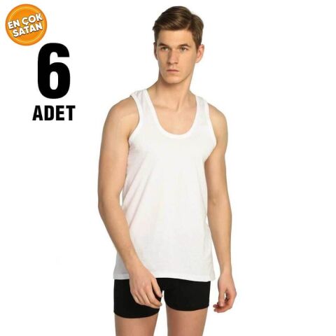 Tutku 0101 Erkek Beyaz Penye Atlet 6'lı