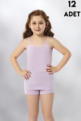 Kota 3411 Düz Renk Kız Çocuk Atlet 12'li