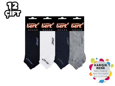 İbrahim Berk 11-45 Erkek Likralı Patik Çorap 12'li