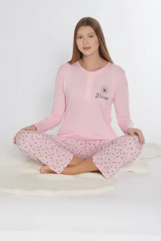 Alperi 790-76 (M-L-XL-XXL) Bayan Viskon Uzun Kollu Pijama Takım 4'lü