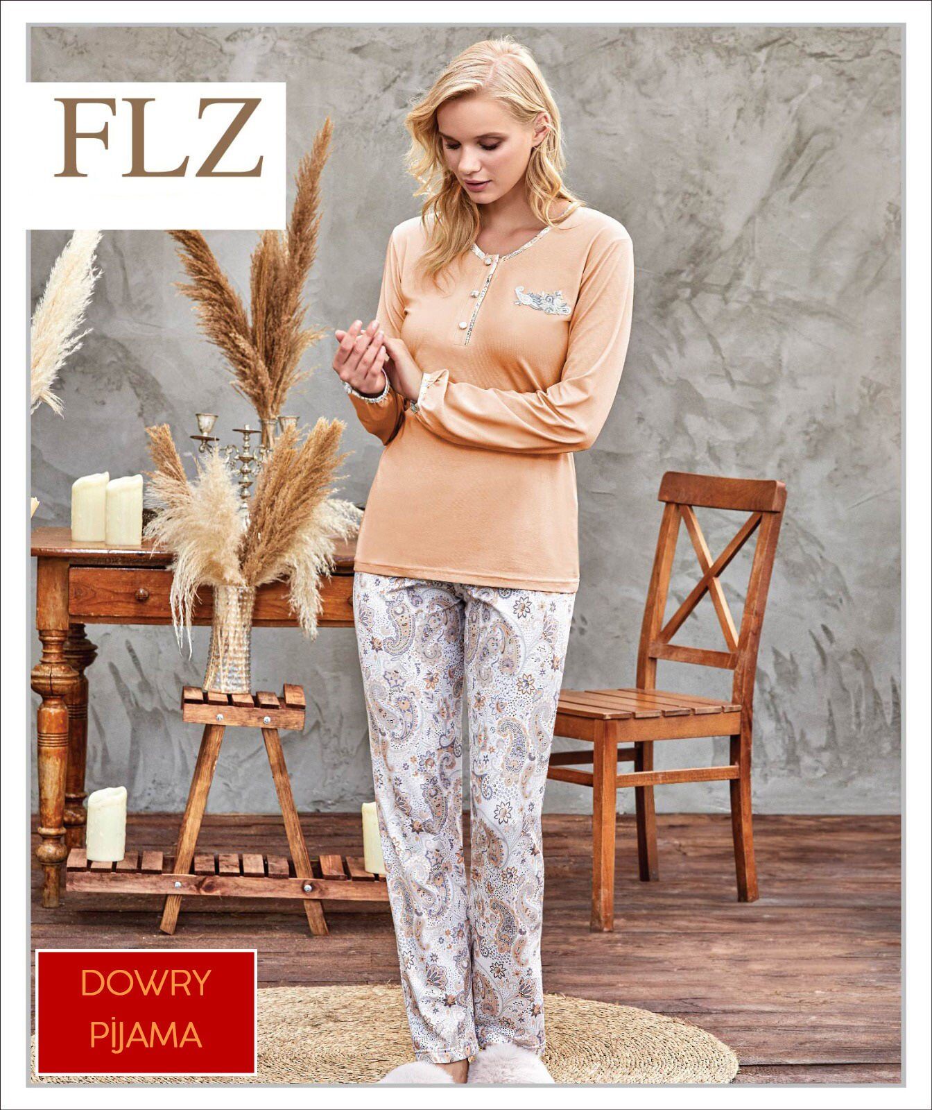 Flz 89-50 Bayan Uzun Kollu Pijama Takımı (S-M-L-XL) 4'lü