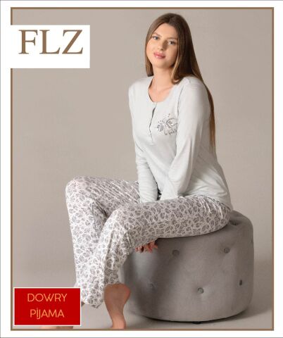 Flz 89-92 Bayan Uzun Kollu Pijama Takımı (S-M-L-XL) 4'lü