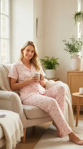 Alperi ALP78-107 (M-L-XL-XXL) Bayan Modal Kısa Kollu Pijama Takım 4'lü