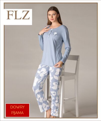 Flz 89-91 Bayan Uzun Kollu Pijama Takımı (S-M-L-XL) 4'lü