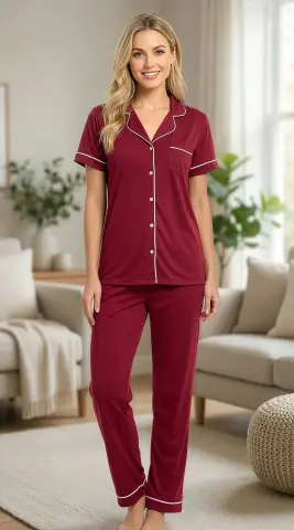 Alperi 780-108 (M-L-XL-XXL) Bayan Viskon Kısa Kollu Pijama Takım 4'lü