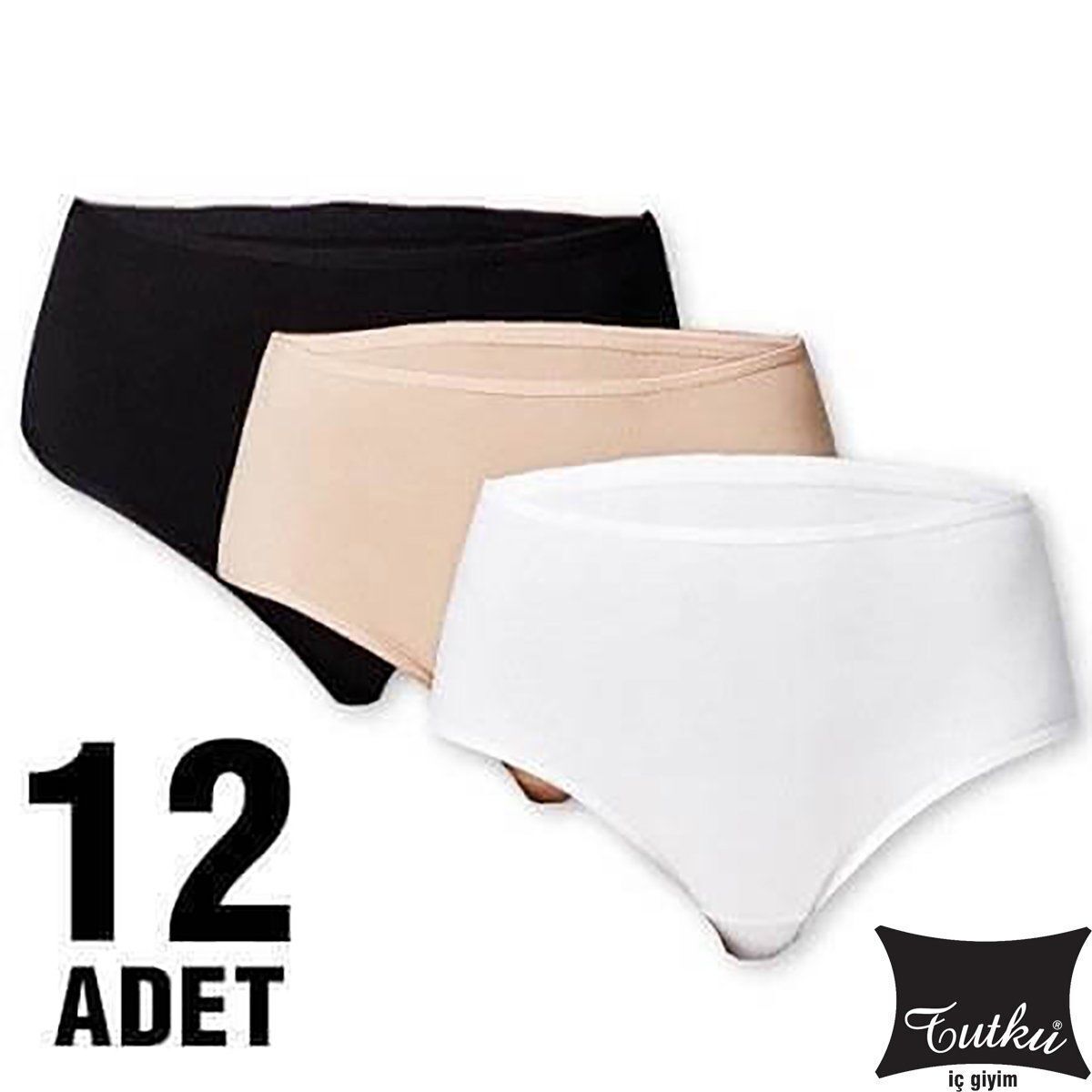 Tutku 0924 Beyaz Bayan Likralı Bato Külot 12'li