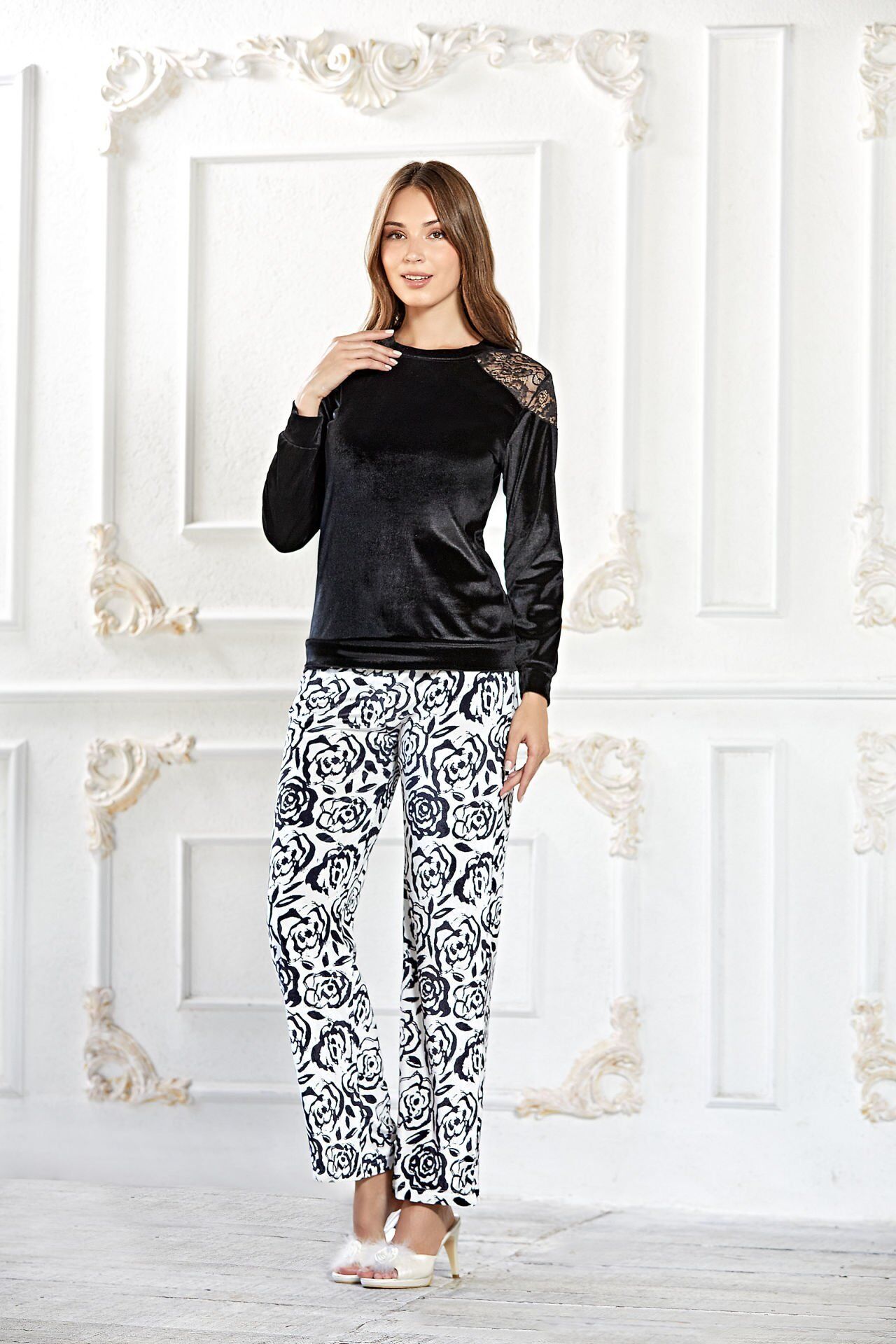 Flz 89-56 Bayan Uzun Kollu Pijama Takımı (S-M-L-XL) 4'lü