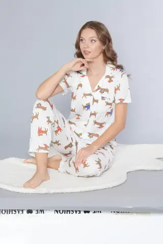Alperi 780-104 (M-L-XL-XXL) Bayan Viskon Kısa Kollu Pijama Takım 4'lü