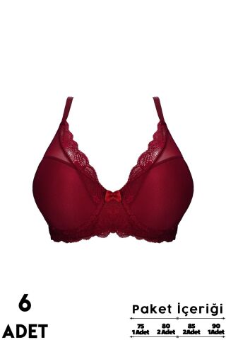 Liza 2360 Balenli Destekli Askısı Dantelli Bayan Sütyen 6'lı