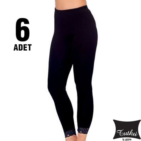 Tutku 0157 Bayan Uzun Dantelli Tayt 6'lı