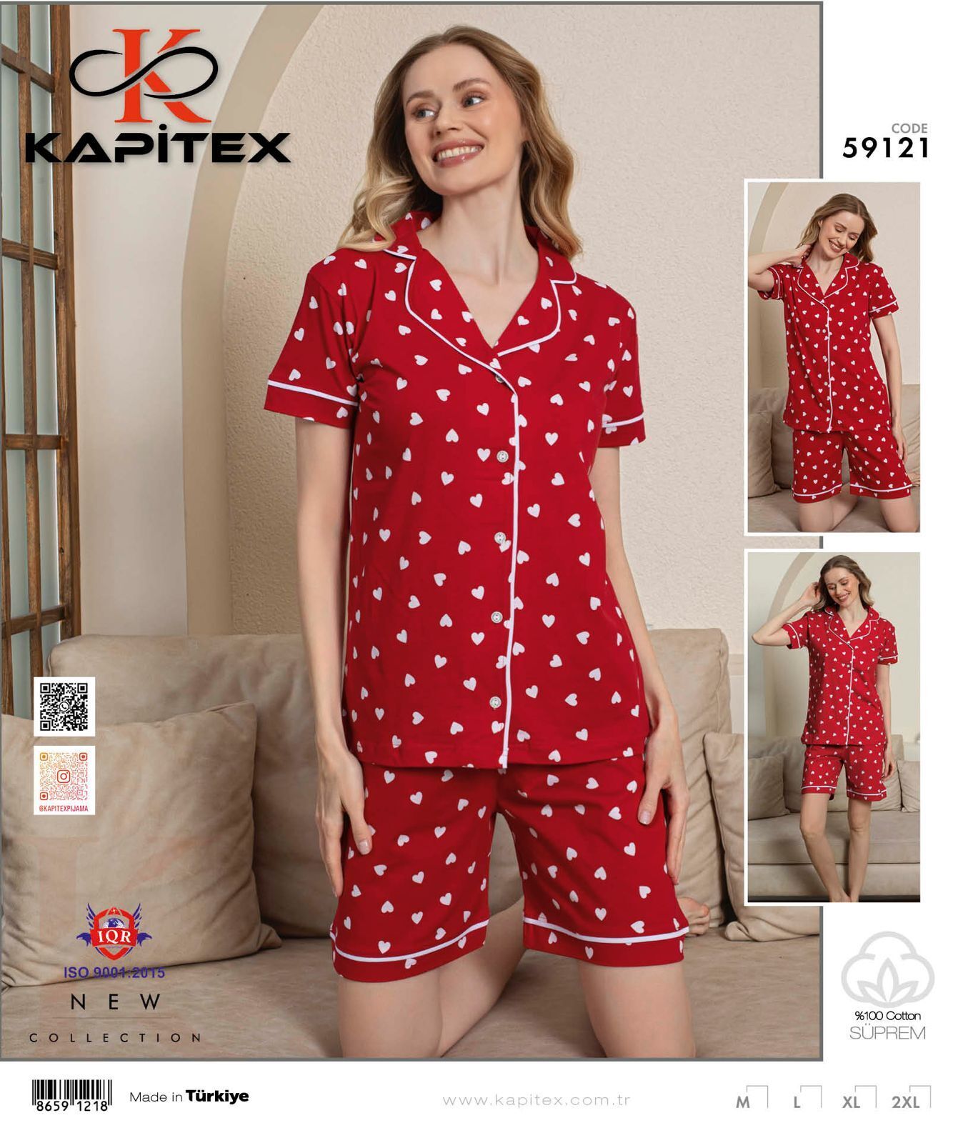 Kapitex 59121 Kısa Kol Bayan Şortlu Takım 4'lü