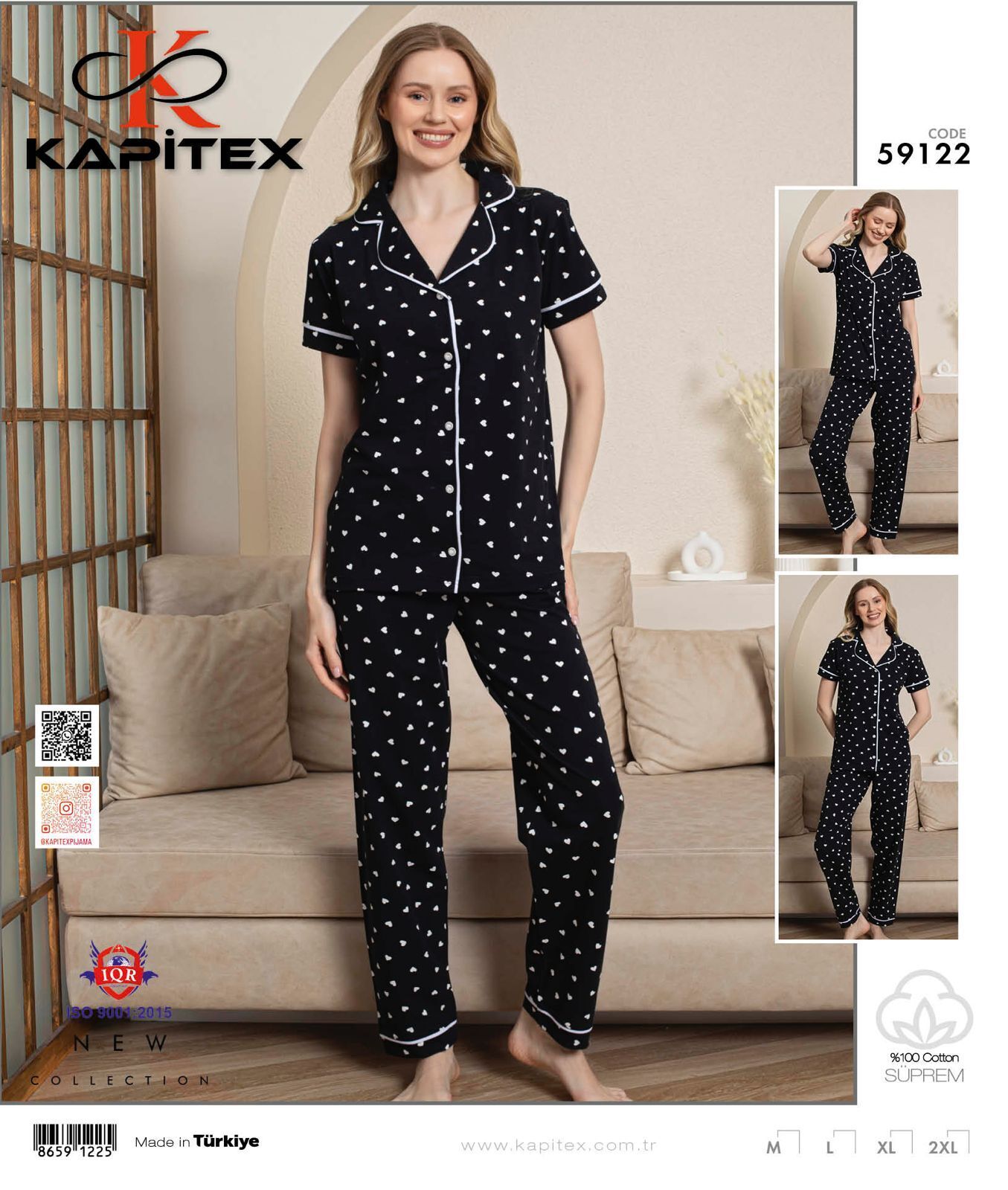 Kapitex 59122 Kısa Kol Bayan Pijama Takım 4'lü