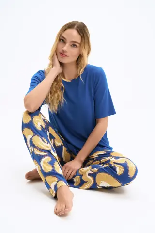 Pijadore 2037 (M-L-XL-XXL) Kısa Kollu Bayan Pijama Takım 4'lü