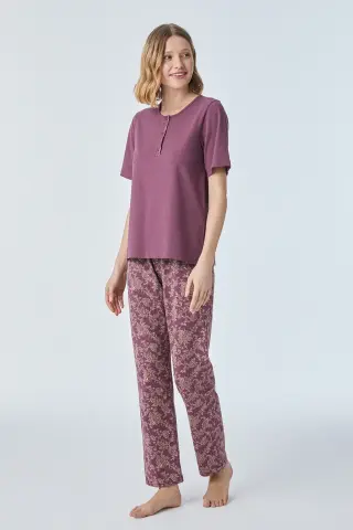 Pijadore 2106 (M-L-XL-XXL) Kısa Kollu Üç Düğmeli Bayan Pijama Takım 4'lü