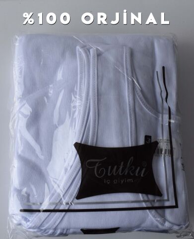 Tutku 0136 Beyaz Ribana Bayan Kalın Askılı Atlet 6'lı