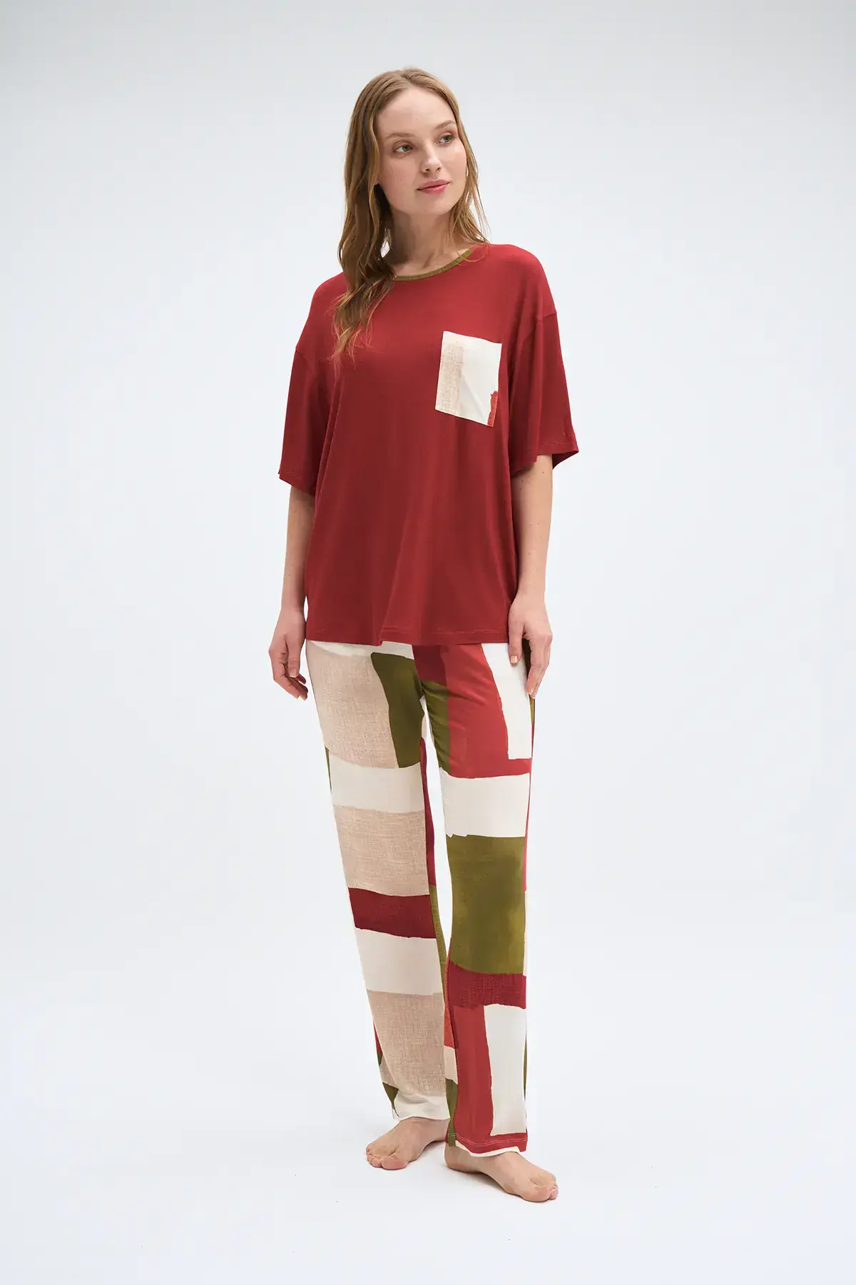Pijadore 2041 (M-L-XL-XXL) Kısa Kollu Bayan Pijama Takım 4'lü
