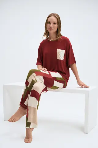 Pijadore 2041 (M-L-XL-XXL) Kısa Kollu Bayan Pijama Takım 4'lü