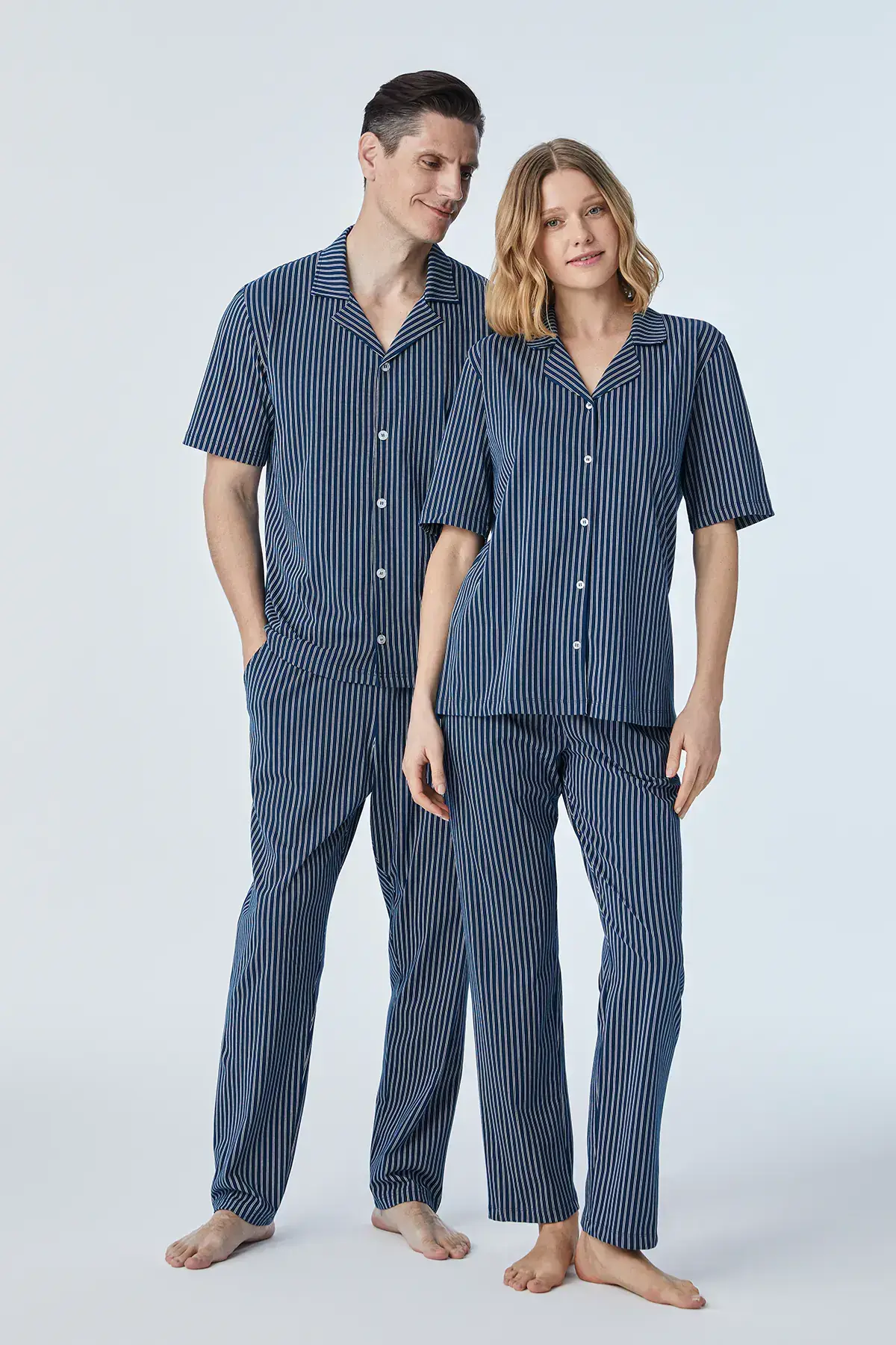 Pijadore 2107 (M-L-XL-XXL) Kısa Kollu Boydan Düğmeli Bayan Pijama Takım 4'lü